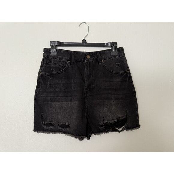 Chelsea & Violet Shorts Black Distressed Denim Cut Off Girls Size 29 Raw Hem NWT - Picture 1 of 9